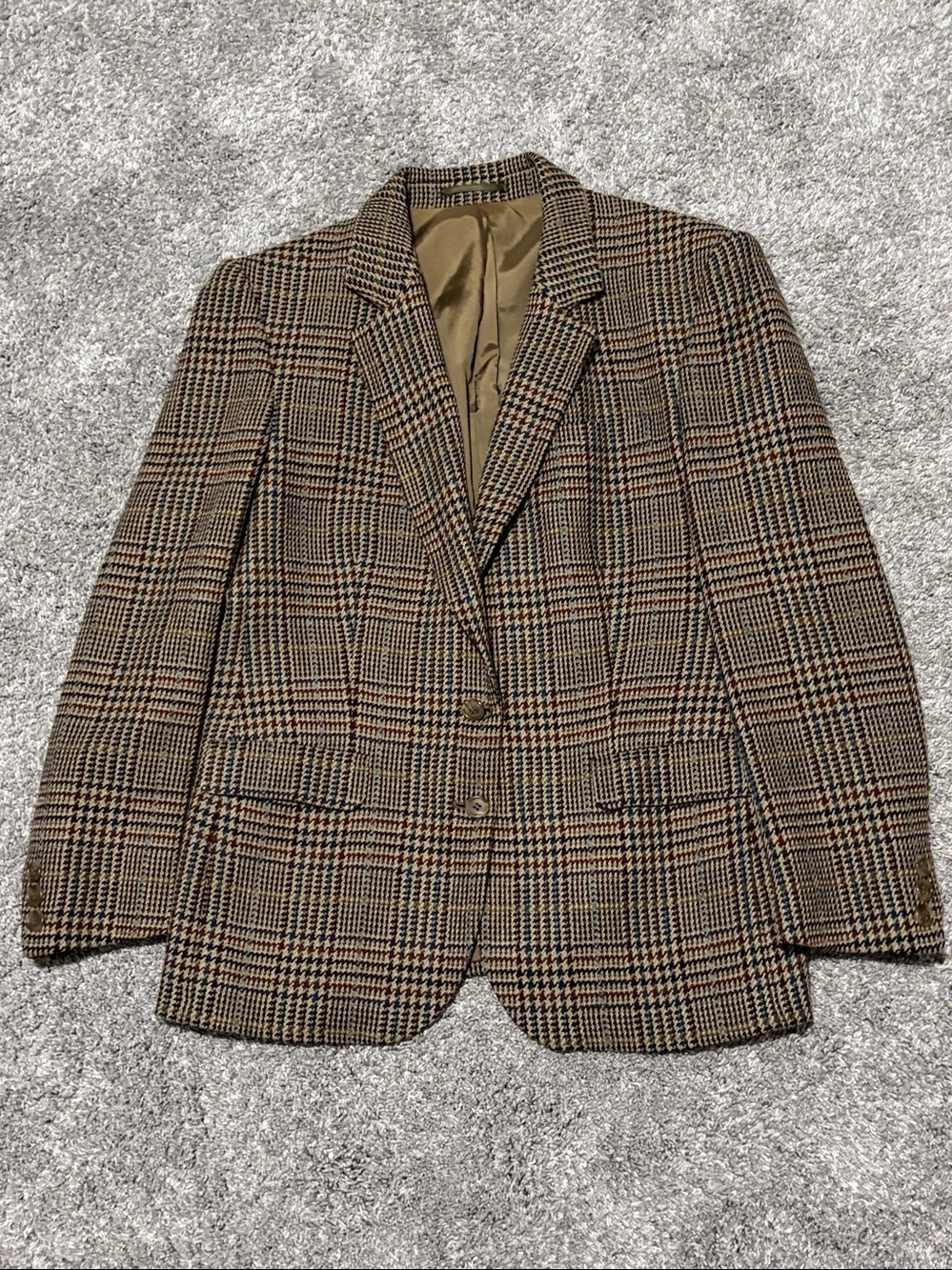 Burberrys Vintage Wool Check‎ Plaid Blazer Jacket Coat Women’s Size 12 Brown